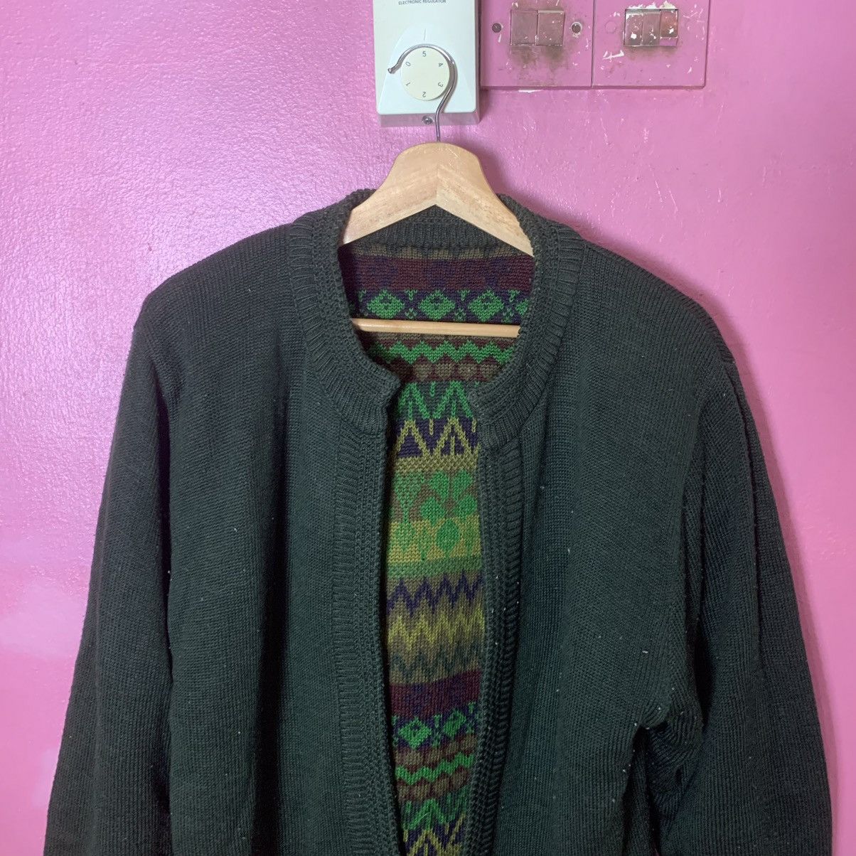 Aran Isles Knitwear × Japanese Brand Japanese Vintage Knit Reversible Cardigan Tribal Sweater Size US L / EU 52-54 / 3 - 9 Thumbnail