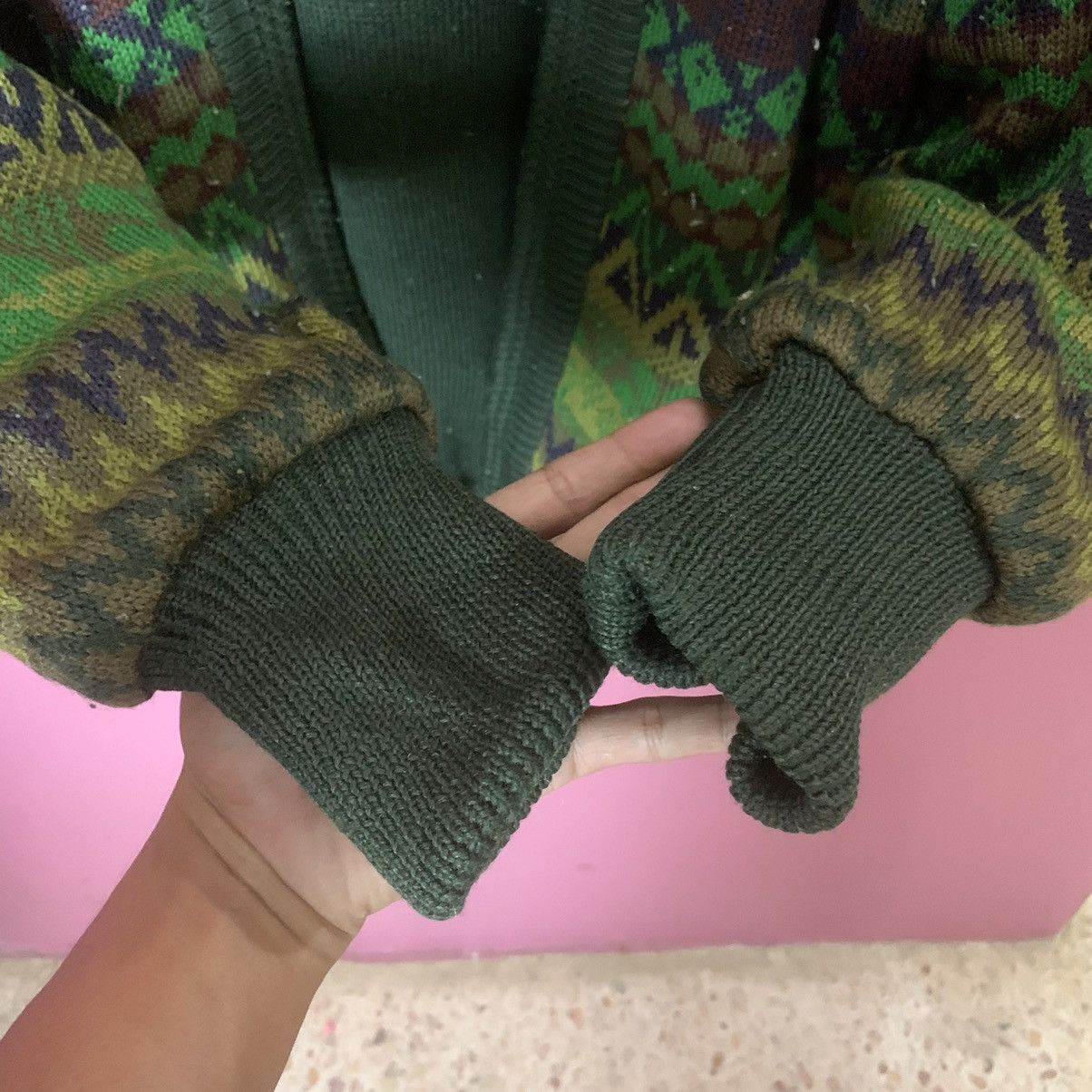 Aran Isles Knitwear × Japanese Brand Japanese Vintage Knit Reversible Cardigan Tribal Sweater Size US L / EU 52-54 / 3 - 7 Thumbnail