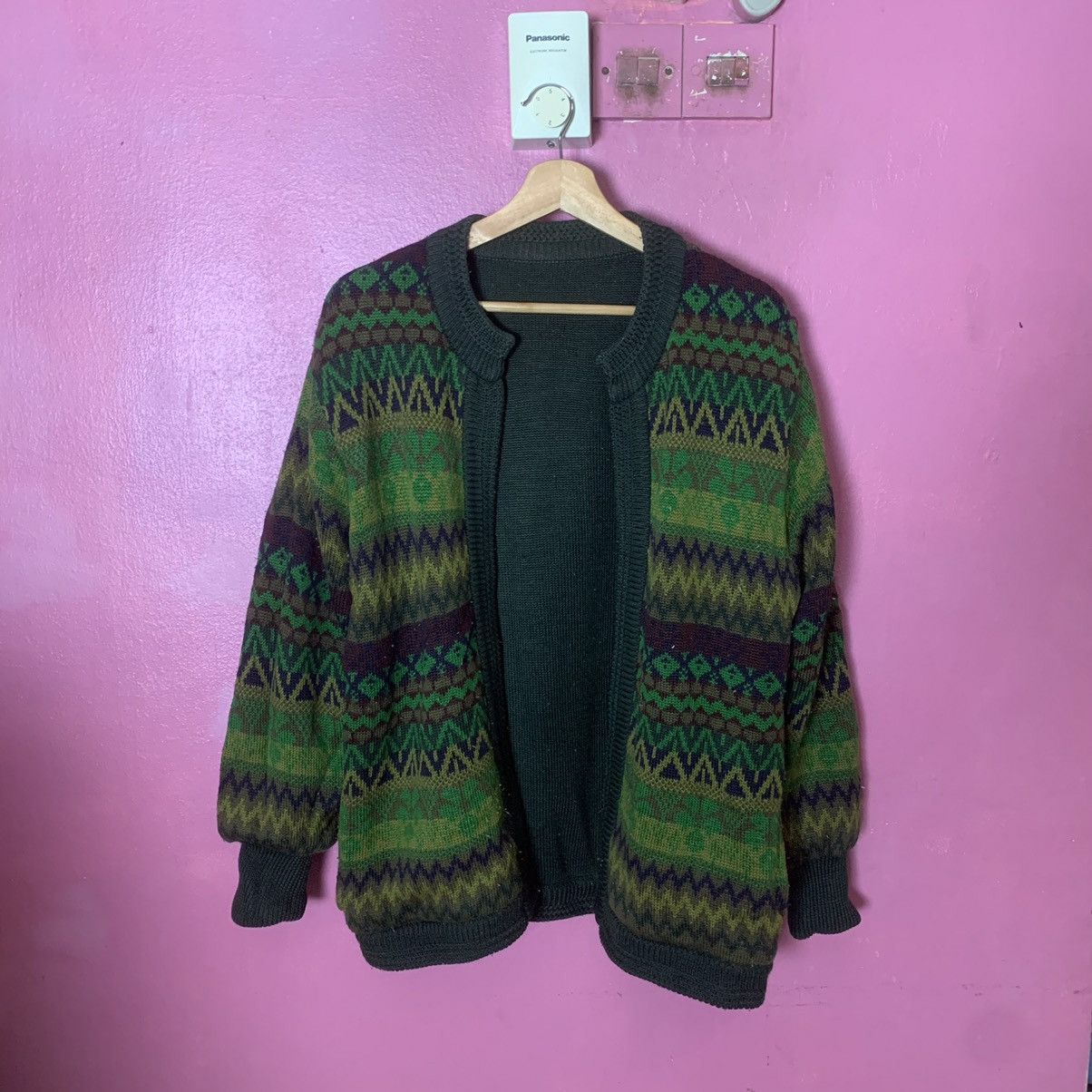 Aran Isles Knitwear × Japanese Brand Japanese Vintage Knit Reversible Cardigan Tribal Sweater Size US L / EU 52-54 / 3 - 1 Thumbnail