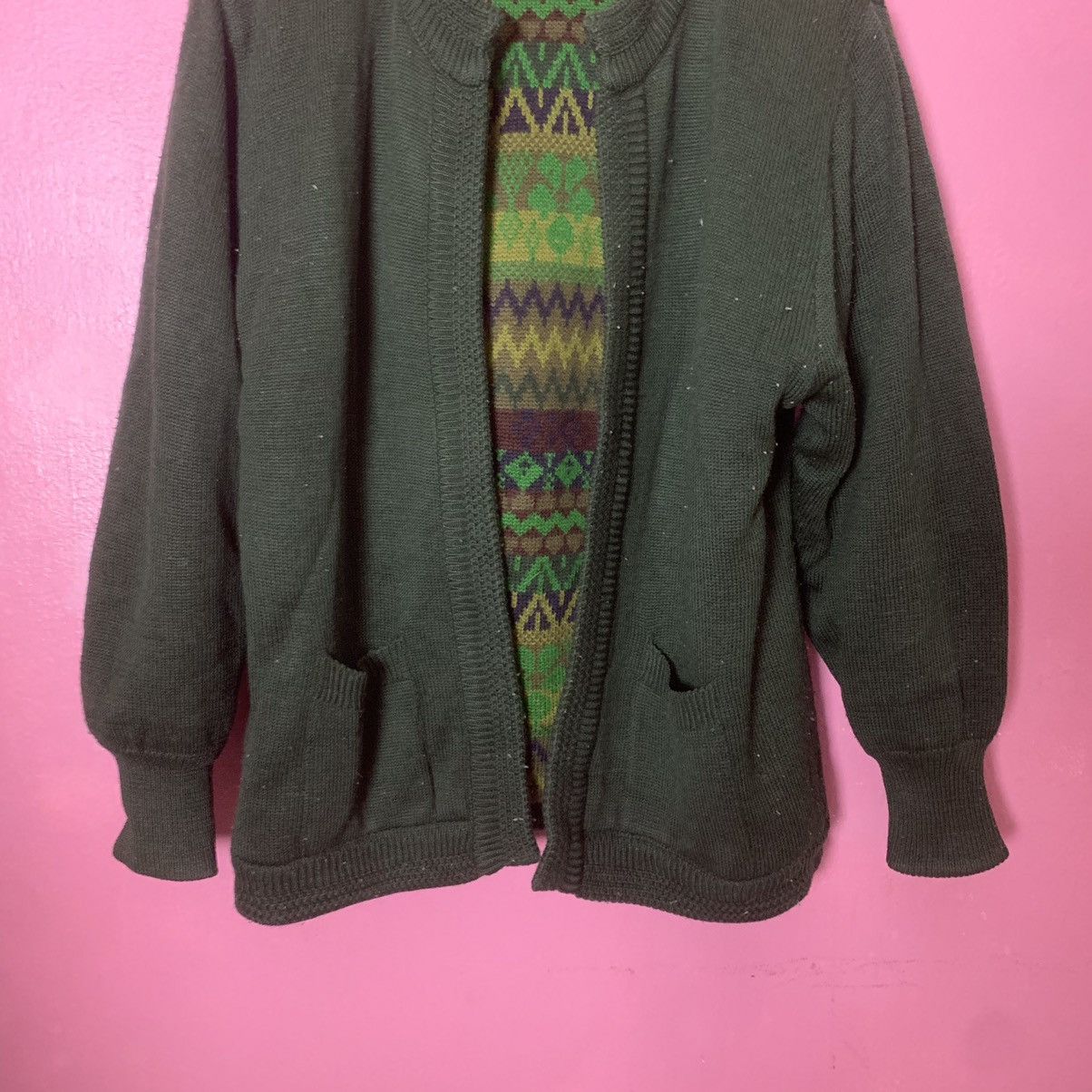 Aran Isles Knitwear × Japanese Brand Japanese Vintage Knit Reversible Cardigan Tribal Sweater Size US L / EU 52-54 / 3 - 10 Thumbnail