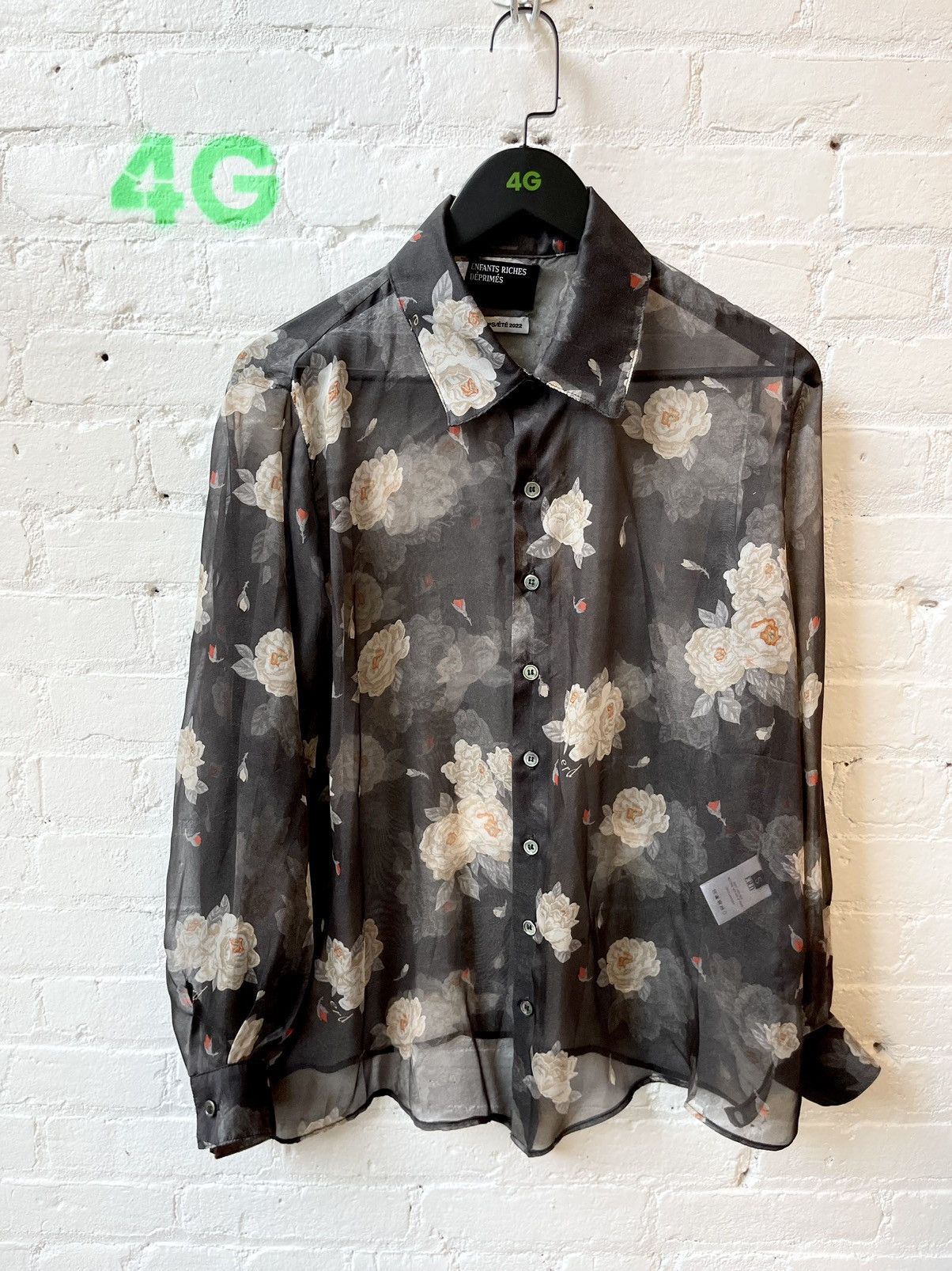 Enfants Riches Deprimes ERD 100% SILK SHEER ROSE SHIRT 4GSELLER Size US S / EU 44-46 / 1 - 2 Thumbnail
