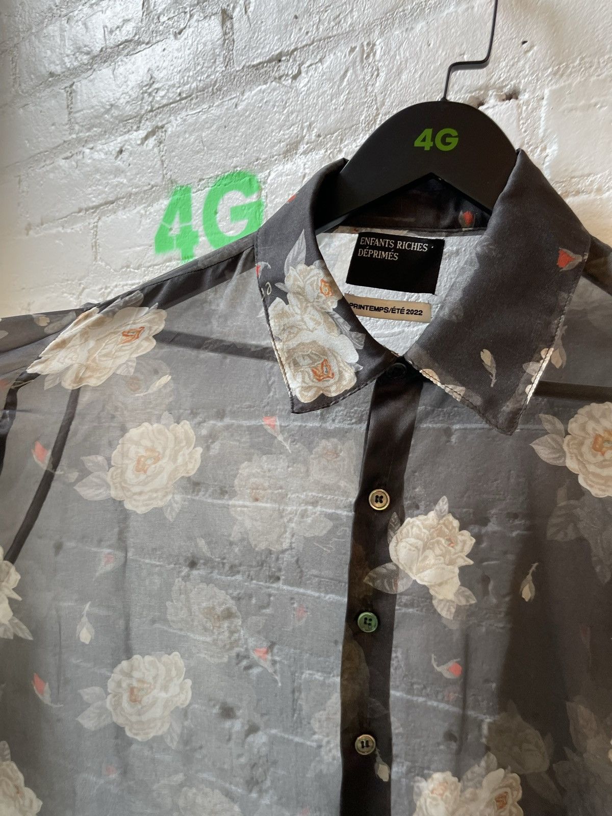 Enfants Riches Deprimes ERD 100% SILK SHEER ROSE SHIRT 4GSELLER Size US S / EU 44-46 / 1 - 3 Thumbnail