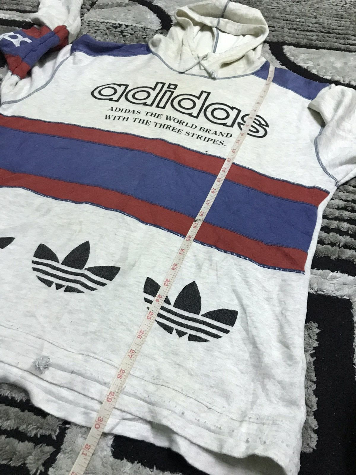 Vintage Vintage 90s Adidas pullover big logo hoodie Size US L / EU 52-54 / 3 - 7 Thumbnail