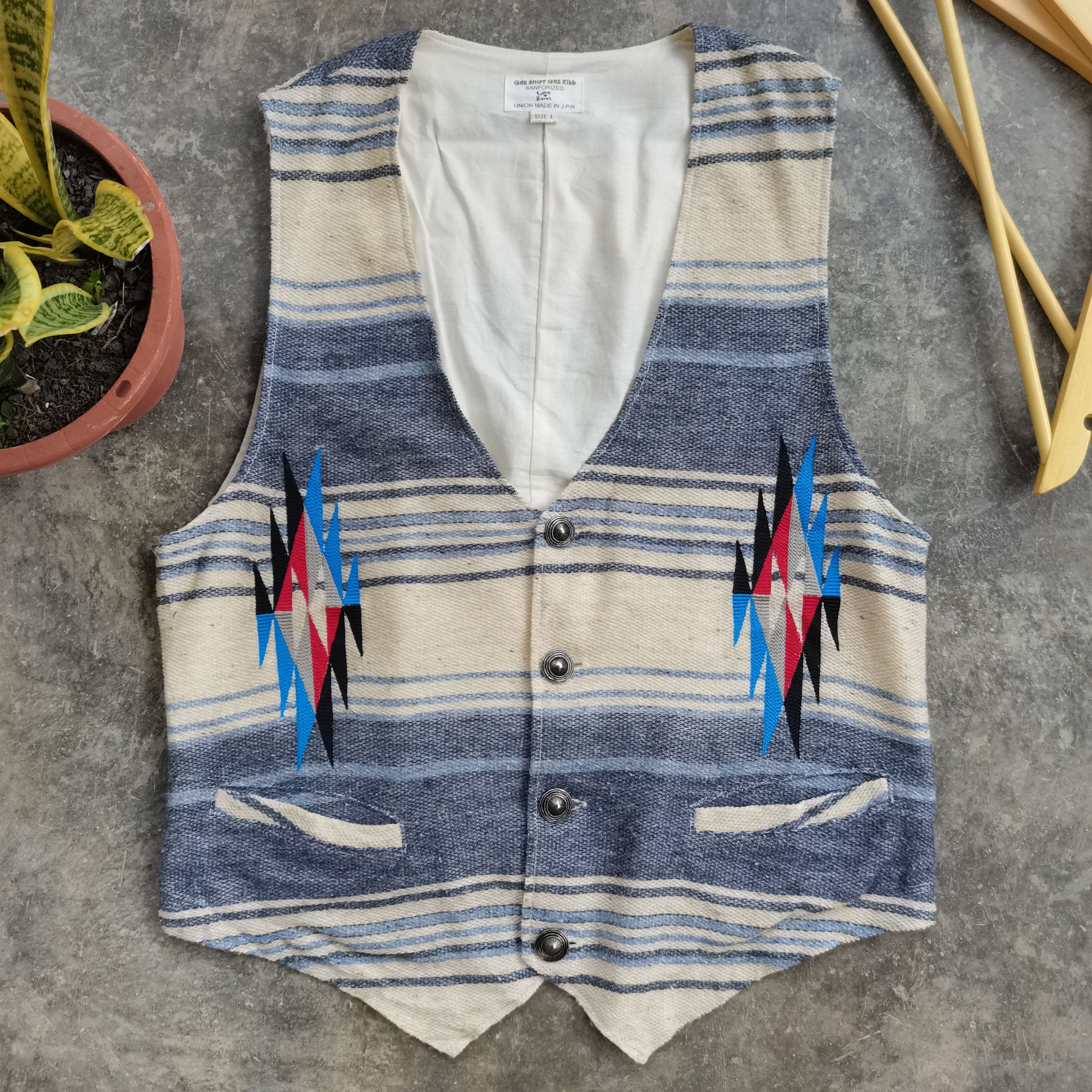 Native × Vintage Vintage Rare SANFORIZED ONE SHOOT ONE KILL Native Vests Size US L / EU 52-54 / 3 - 1 Thumbnail