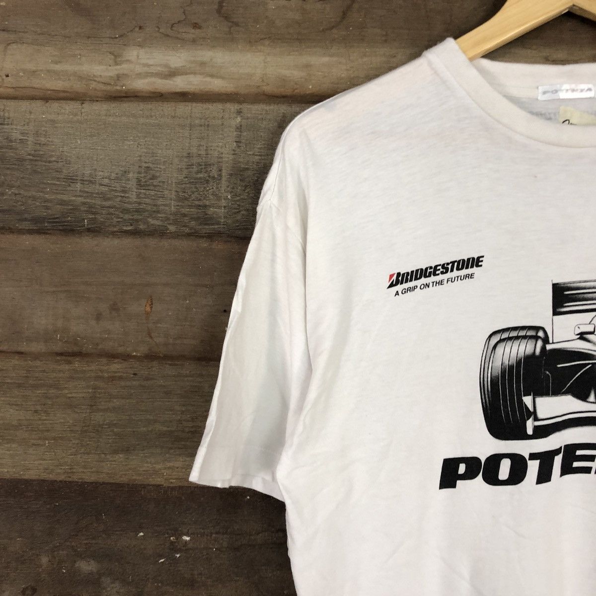 Vintage DL 90s Y2K Bridgestone Potenza F1 vintage WHite Tshirt #3542 Size US L / EU 52-54 / 3 - 5 Thumbnail