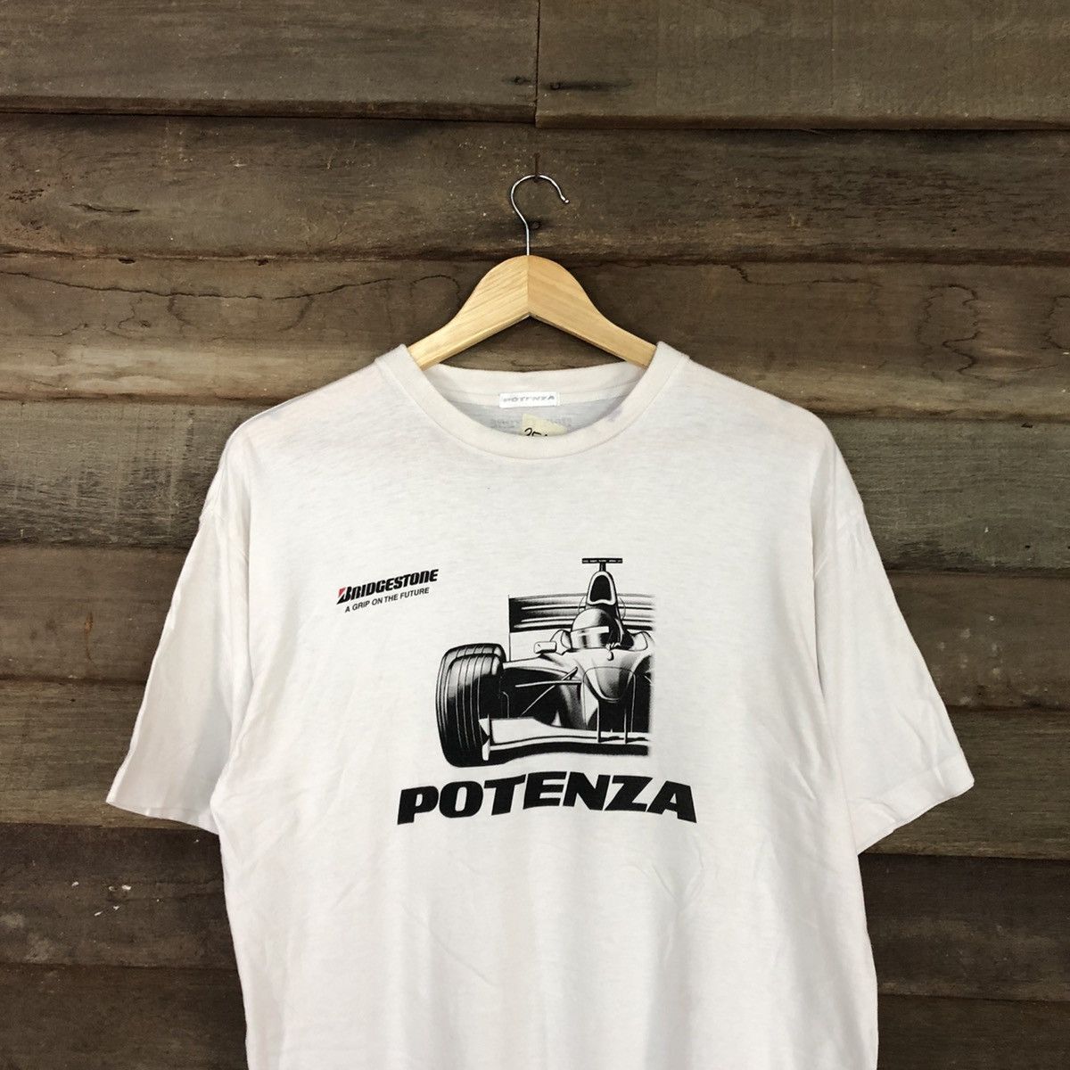 Vintage DL 90s Y2K Bridgestone Potenza F1 vintage WHite Tshirt #3542 Size US L / EU 52-54 / 3 - 2 Thumbnail