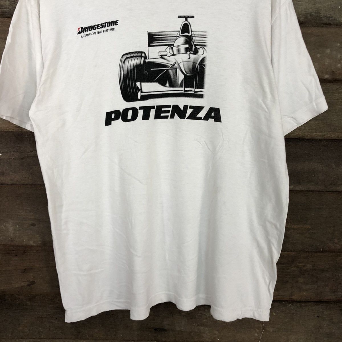 Vintage DL 90s Y2K Bridgestone Potenza F1 vintage WHite Tshirt #3542 Size US L / EU 52-54 / 3 - 6 Thumbnail