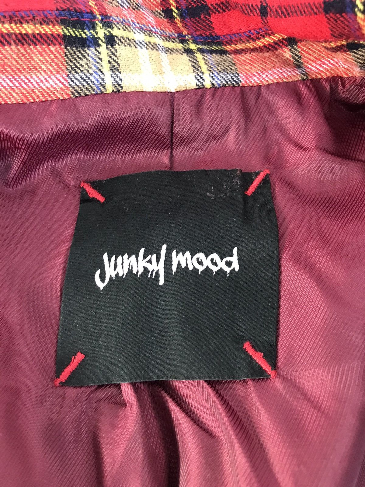 Japanese Brand Junky Mood Checked Tartan Screen Printed Coat Jacket R180j Size M / US 6-8 / IT 42-44 - 7 Thumbnail