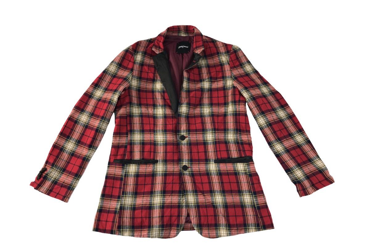 Japanese Brand Junky Mood Checked Tartan Screen Printed Coat Jacket R180j Size M / US 6-8 / IT 42-44 - 2 Thumbnail