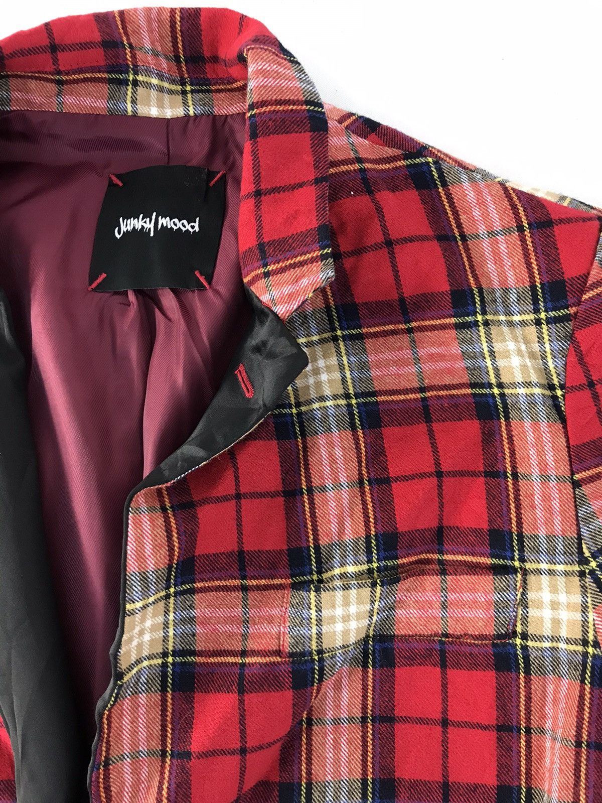 Japanese Brand Junky Mood Checked Tartan Screen Printed Coat Jacket R180j Size M / US 6-8 / IT 42-44 - 4 Thumbnail