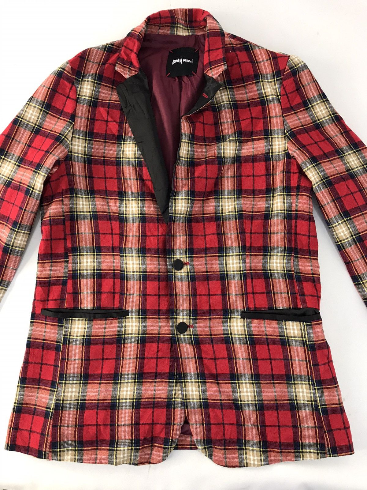 Japanese Brand Junky Mood Checked Tartan Screen Printed Coat Jacket R180j Size M / US 6-8 / IT 42-44 - 3 Thumbnail
