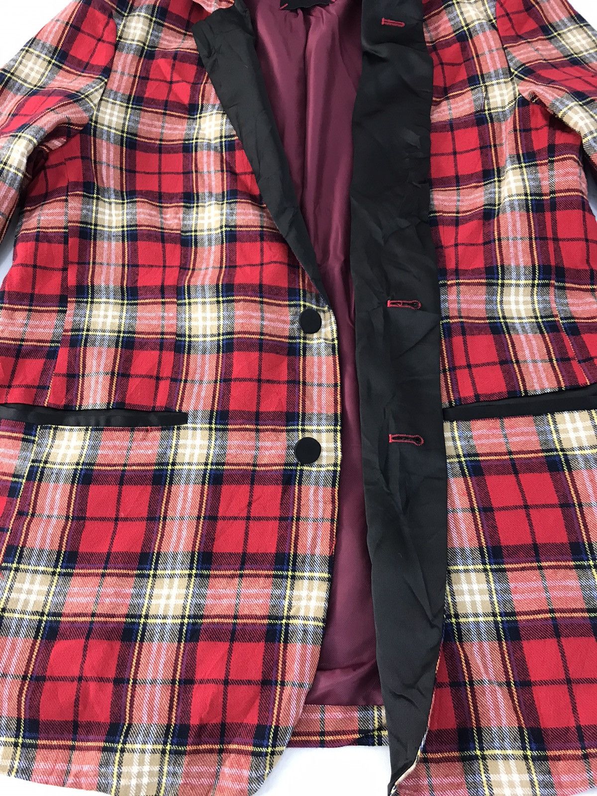 Japanese Brand Junky Mood Checked Tartan Screen Printed Coat Jacket R180j Size M / US 6-8 / IT 42-44 - 5 Thumbnail