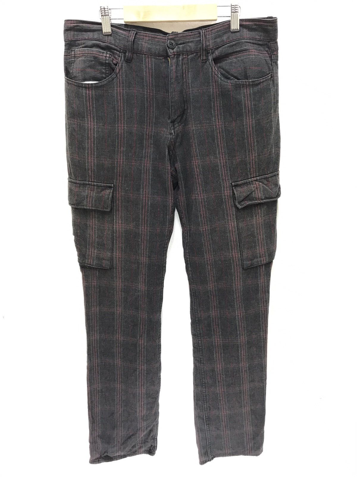 Japanese Brand TK Mixpice Cargo Tartan Plaid Check Woven Cotton Slim Pant Size US 32 / EU 48 - 2 Thumbnail