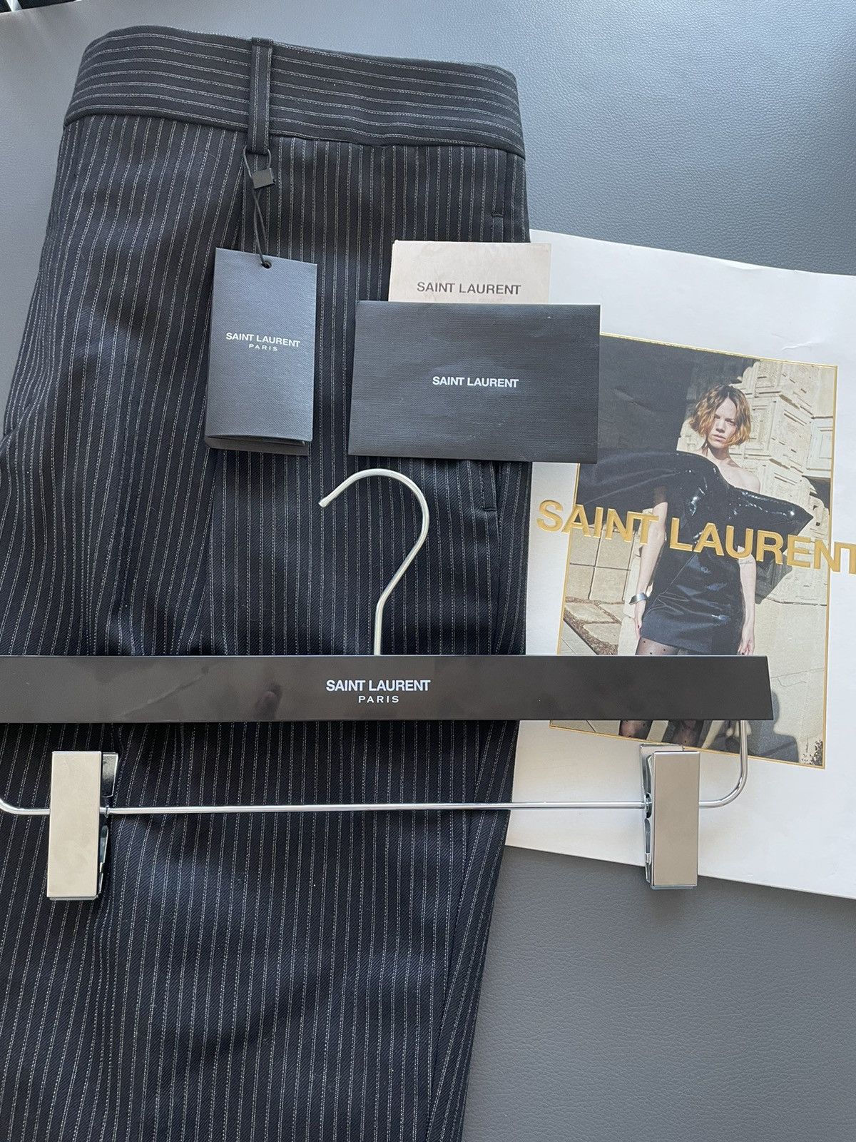 Saint Laurent Paris × Yves Saint Laurent Rare Classic Sold Out Striped Rive Gauche Wool Silk Pant Size US 34 / EU 50 - 12 Thumbnail