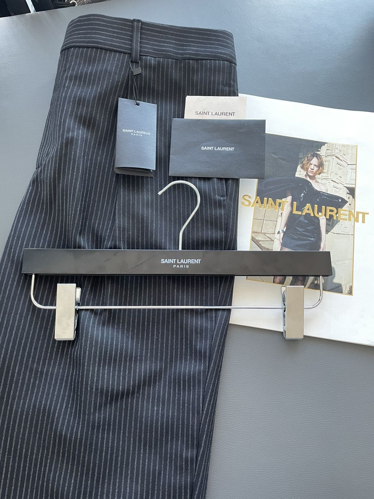 Saint Laurent Paris × Yves Saint Laurent Rare Classic Sold Out Striped Rive Gauche Wool Silk Pant Size US 34 / EU 50 - 11 Thumbnail