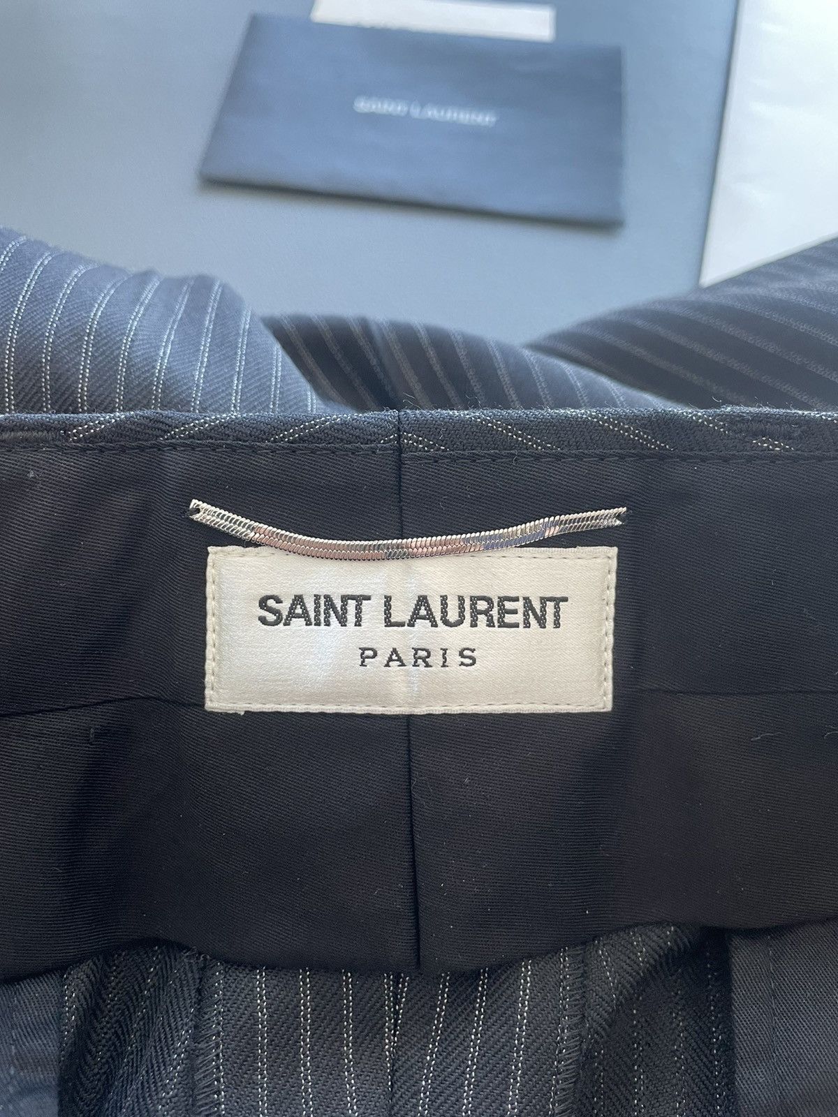 Saint Laurent Paris × Yves Saint Laurent Rare Classic Sold Out Striped Rive Gauche Wool Silk Pant Size US 34 / EU 50 - 14 Thumbnail