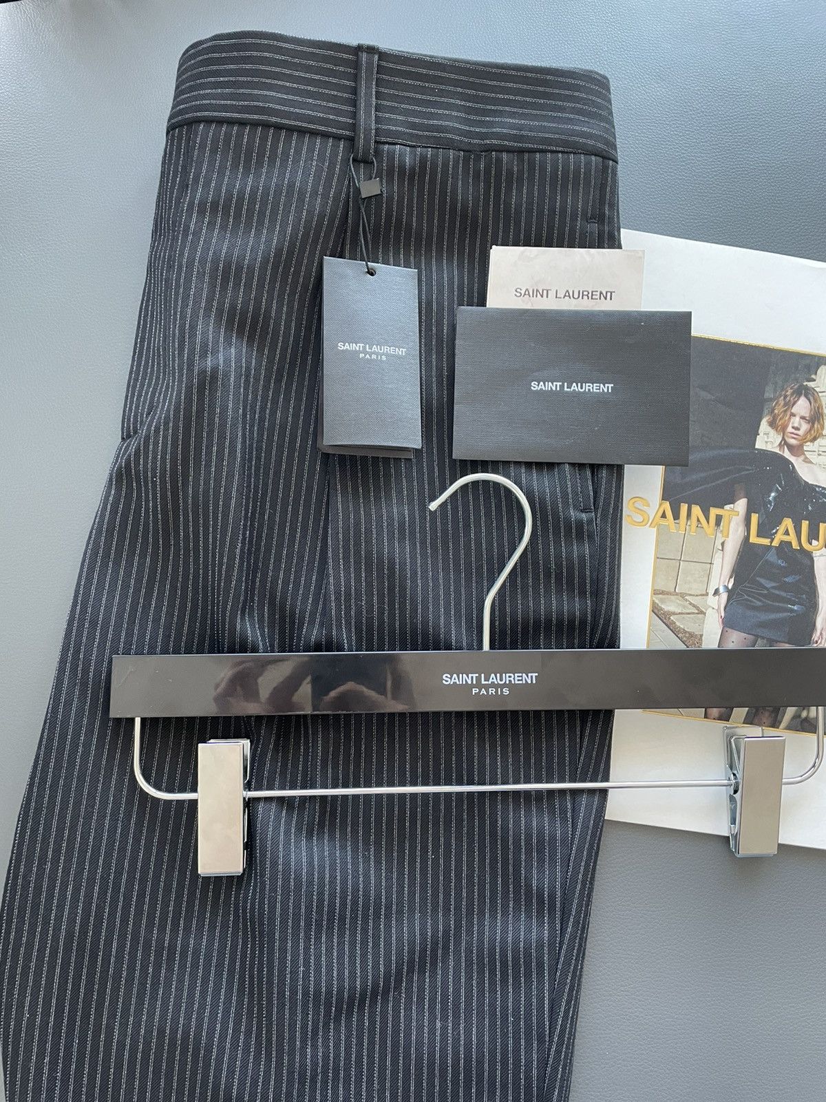 Saint Laurent Paris × Yves Saint Laurent Rare Classic Sold Out Striped Rive Gauche Wool Silk Pant Size US 34 / EU 50 - 1 Thumbnail