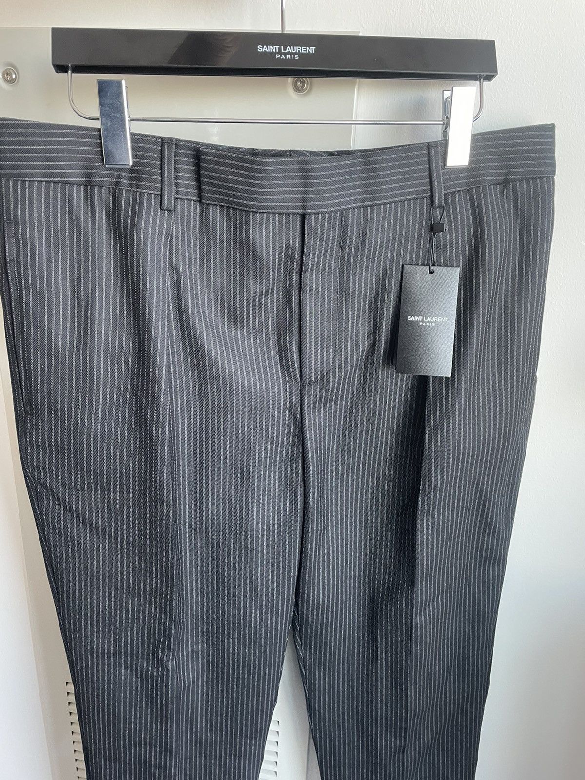 Saint Laurent Paris × Yves Saint Laurent Rare Classic Sold Out Striped Rive Gauche Wool Silk Pant Size US 34 / EU 50 - 17 Thumbnail