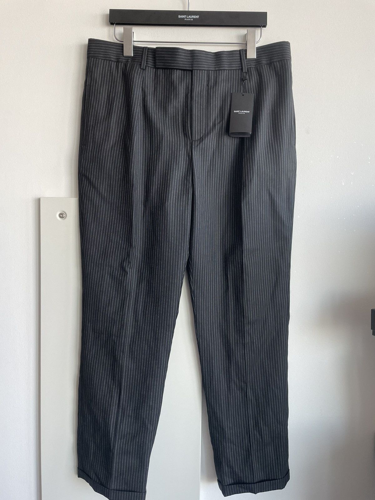 Saint Laurent Paris × Yves Saint Laurent Rare Classic Sold Out Striped Rive Gauche Wool Silk Pant Size US 34 / EU 50 - 15 Thumbnail