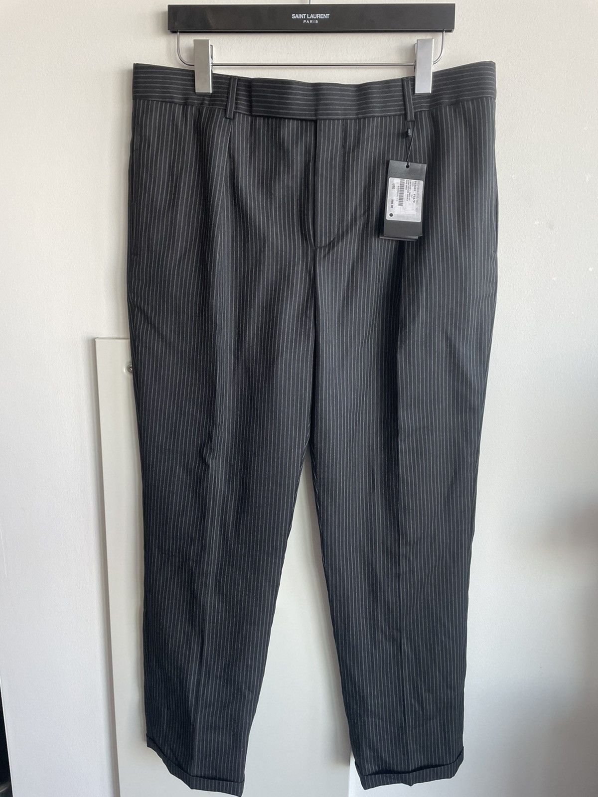 Saint Laurent Paris × Yves Saint Laurent Rare Classic Sold Out Striped Rive Gauche Wool Silk Pant Size US 34 / EU 50 - 2 Thumbnail