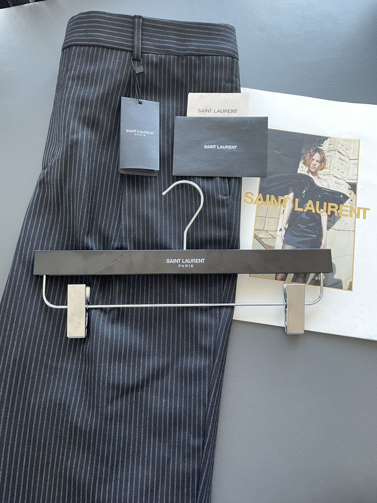 Saint Laurent Paris × Yves Saint Laurent Rare Classic Sold Out Striped Rive Gauche Wool Silk Pant Size US 34 / EU 50 - 10 Thumbnail