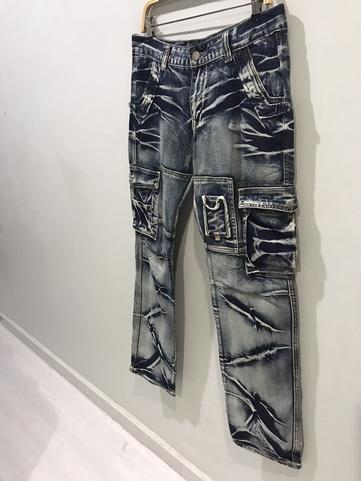 Japanese Brand × Seditionaries STATEMENT.P🔥Rare jeansian Samurai Slash Faded Cargo Denim Size US 33 - 17 Thumbnail