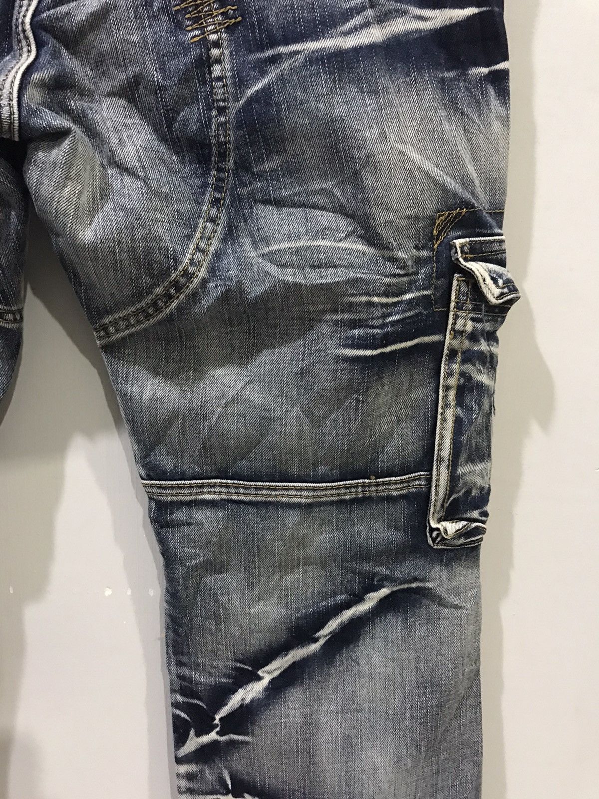 Japanese Brand × Seditionaries STATEMENT.P🔥Rare jeansian Samurai Slash Faded Cargo Denim Size US 33 - 13 Thumbnail