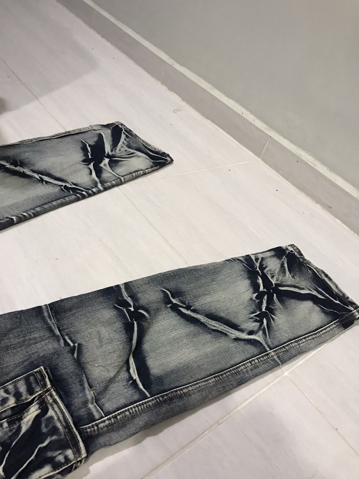 Japanese Brand × Seditionaries STATEMENT.P🔥Rare jeansian Samurai Slash Faded Cargo Denim Size US 33 - 21 Thumbnail