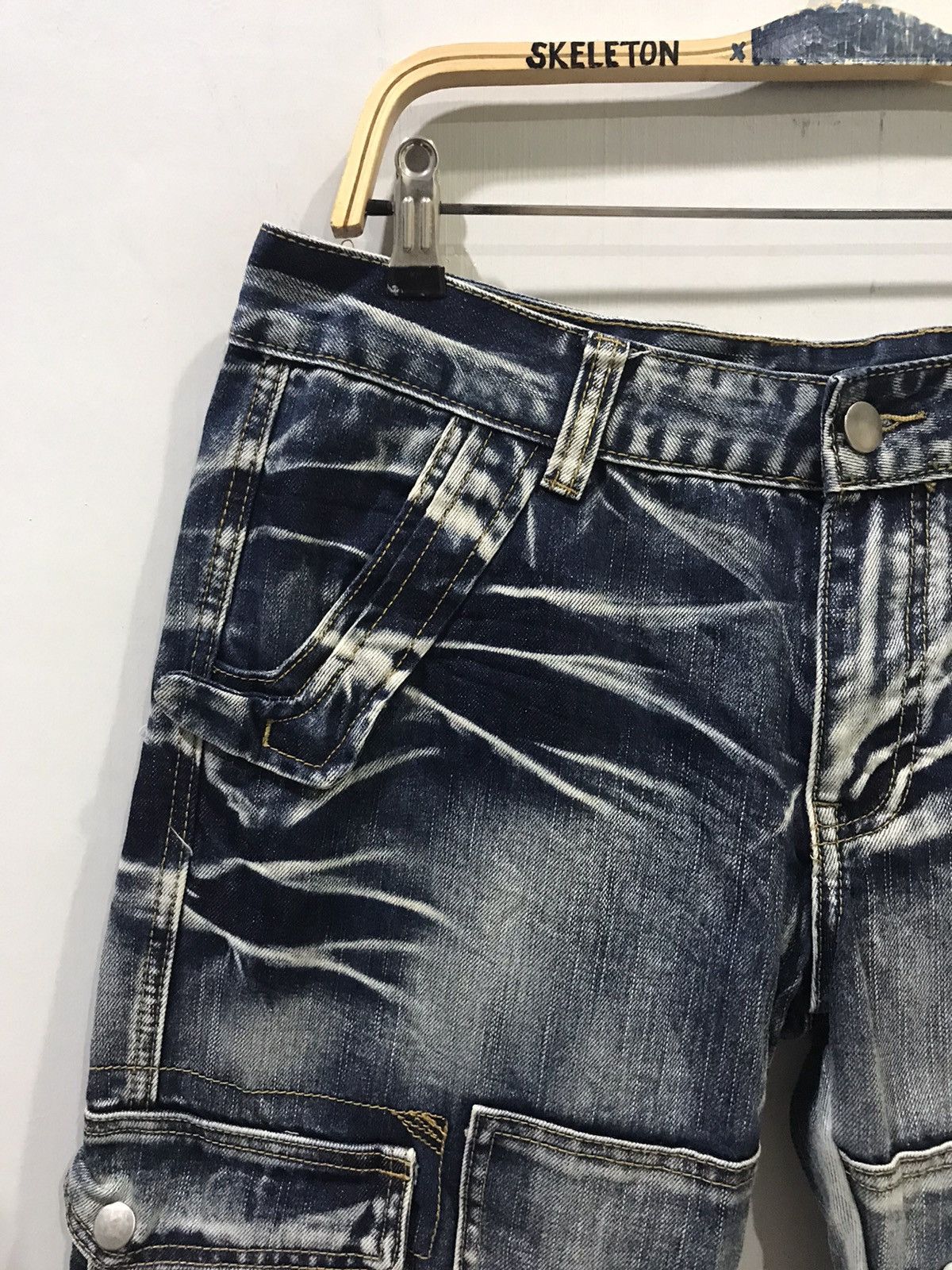 Japanese Brand × Seditionaries STATEMENT.P🔥Rare jeansian Samurai Slash Faded Cargo Denim Size US 33 - 5 Thumbnail