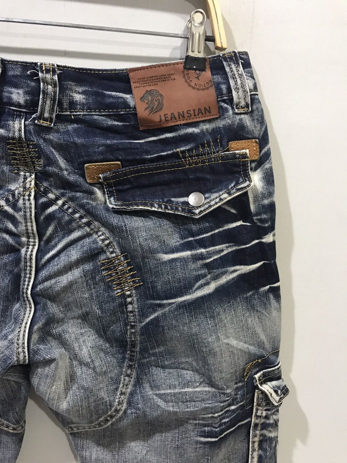 Japanese Brand × Seditionaries STATEMENT.P🔥Rare jeansian Samurai Slash Faded Cargo Denim Size US 33 - 11 Thumbnail