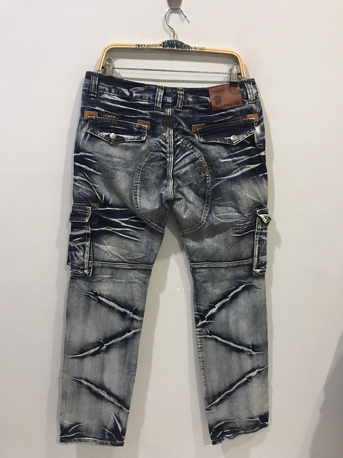 Japanese Brand × Seditionaries STATEMENT.P🔥Rare jeansian Samurai Slash Faded Cargo Denim Size US 33 - 10 Thumbnail