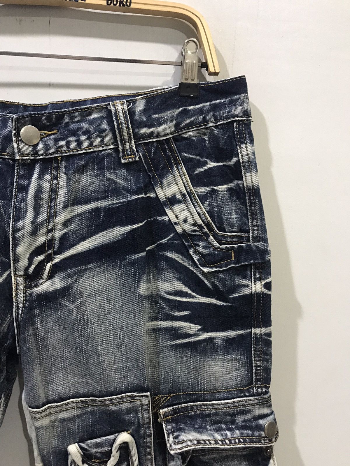 Japanese Brand × Seditionaries STATEMENT.P🔥Rare jeansian Samurai Slash Faded Cargo Denim Size US 33 - 4 Thumbnail