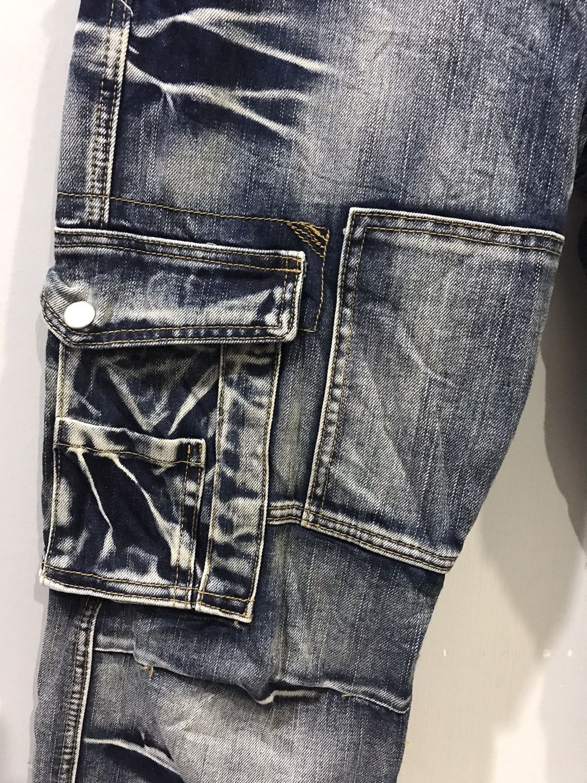 Japanese Brand × Seditionaries STATEMENT.P🔥Rare jeansian Samurai Slash Faded Cargo Denim Size US 33 - 7 Thumbnail