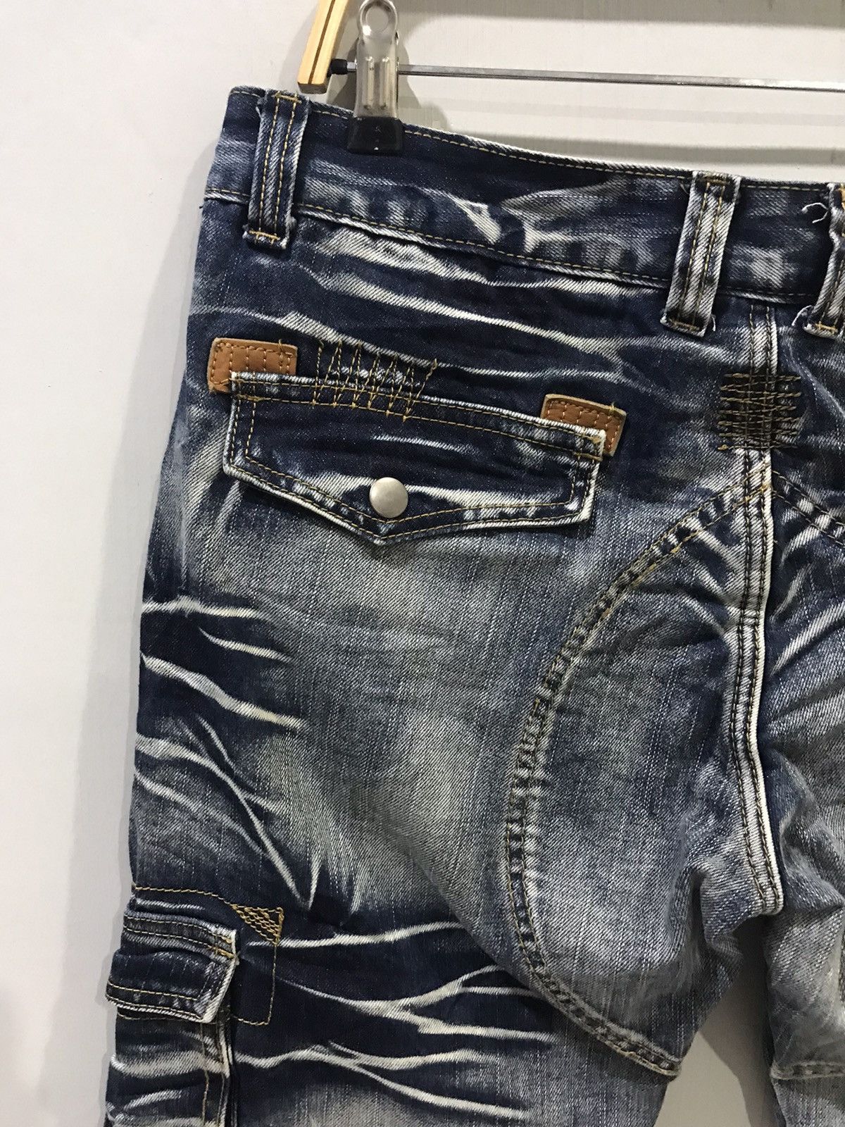Japanese Brand × Seditionaries STATEMENT.P🔥Rare jeansian Samurai Slash Faded Cargo Denim Size US 33 - 12 Thumbnail