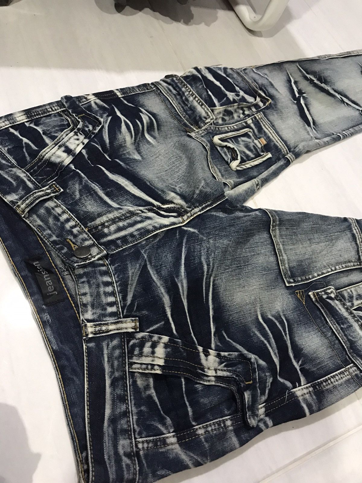 Japanese Brand × Seditionaries STATEMENT.P🔥Rare jeansian Samurai Slash Faded Cargo Denim Size US 33 - 22 Thumbnail