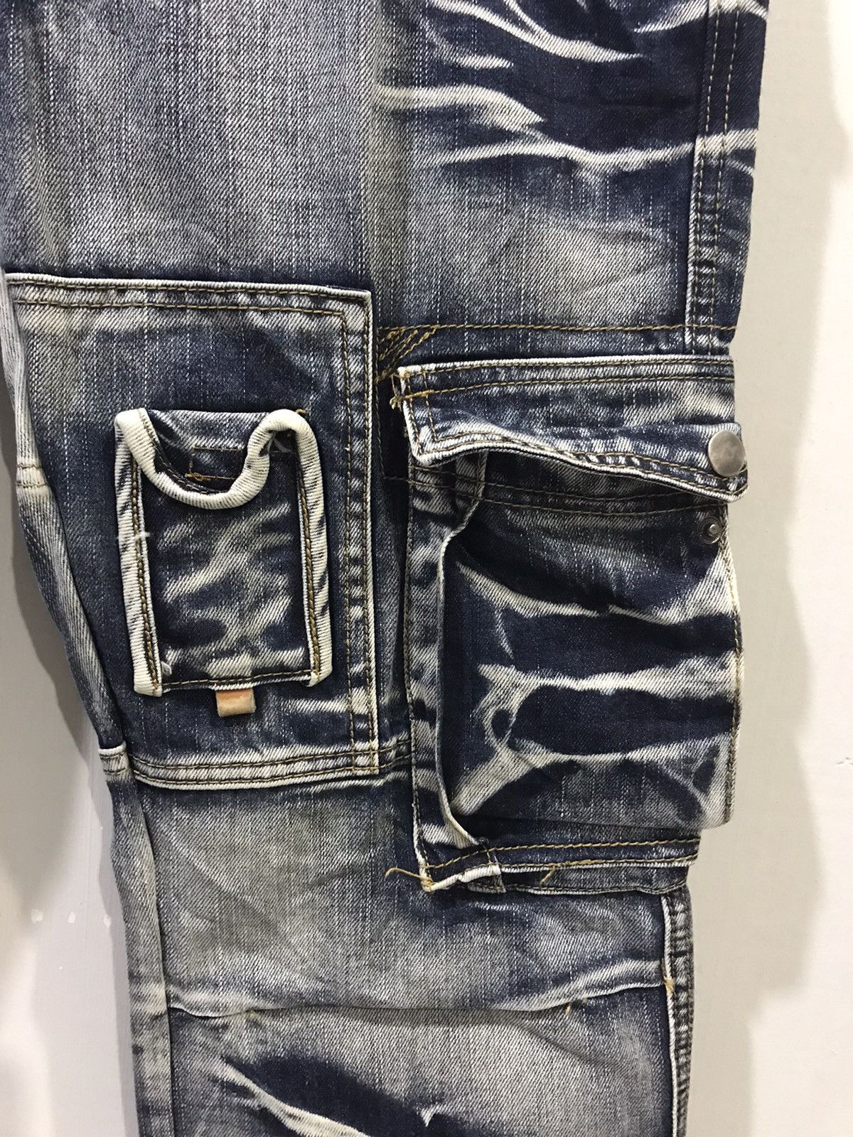 Japanese Brand × Seditionaries STATEMENT.P🔥Rare jeansian Samurai Slash Faded Cargo Denim Size US 33 - 6 Thumbnail