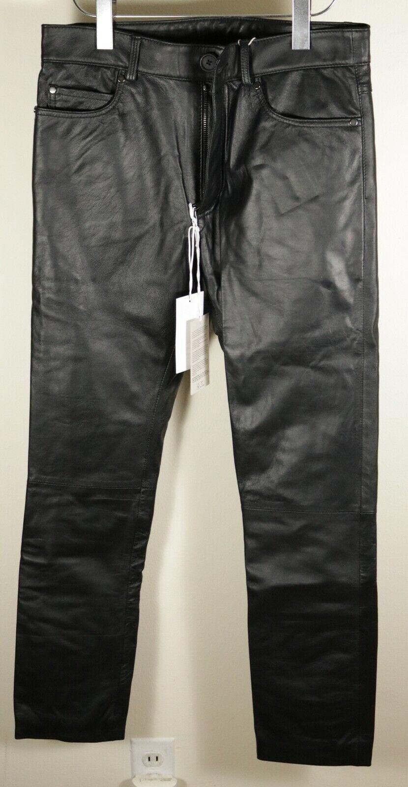 image of 8 By Yoox Slim Leather Pants Size 30 Lambskin in Black, Men's