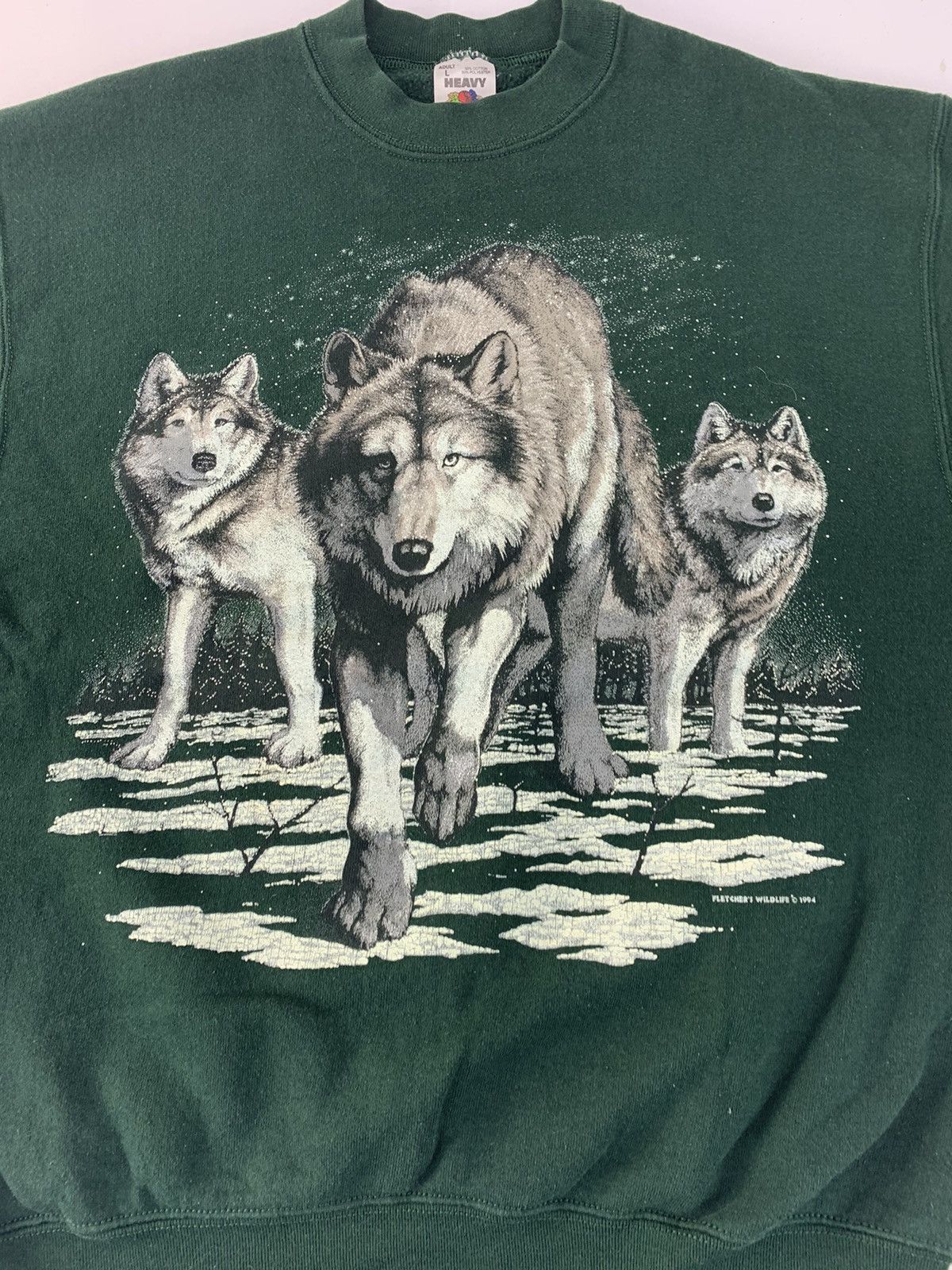 Fruit Of The Loom × Vintage 90s Fruit Of The Loom Fletcher’s Wildlife 94 Wolf Printed Size US L / EU 52-54 / 3 - 2 Thumbnail