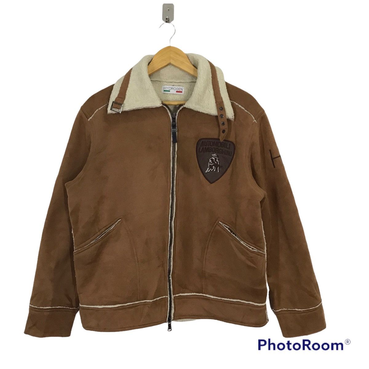image of Hydrogen 1 x Sports Specialties Hydrogen X Automobile Lamborghini Shearling Jacket in Brown (Size M