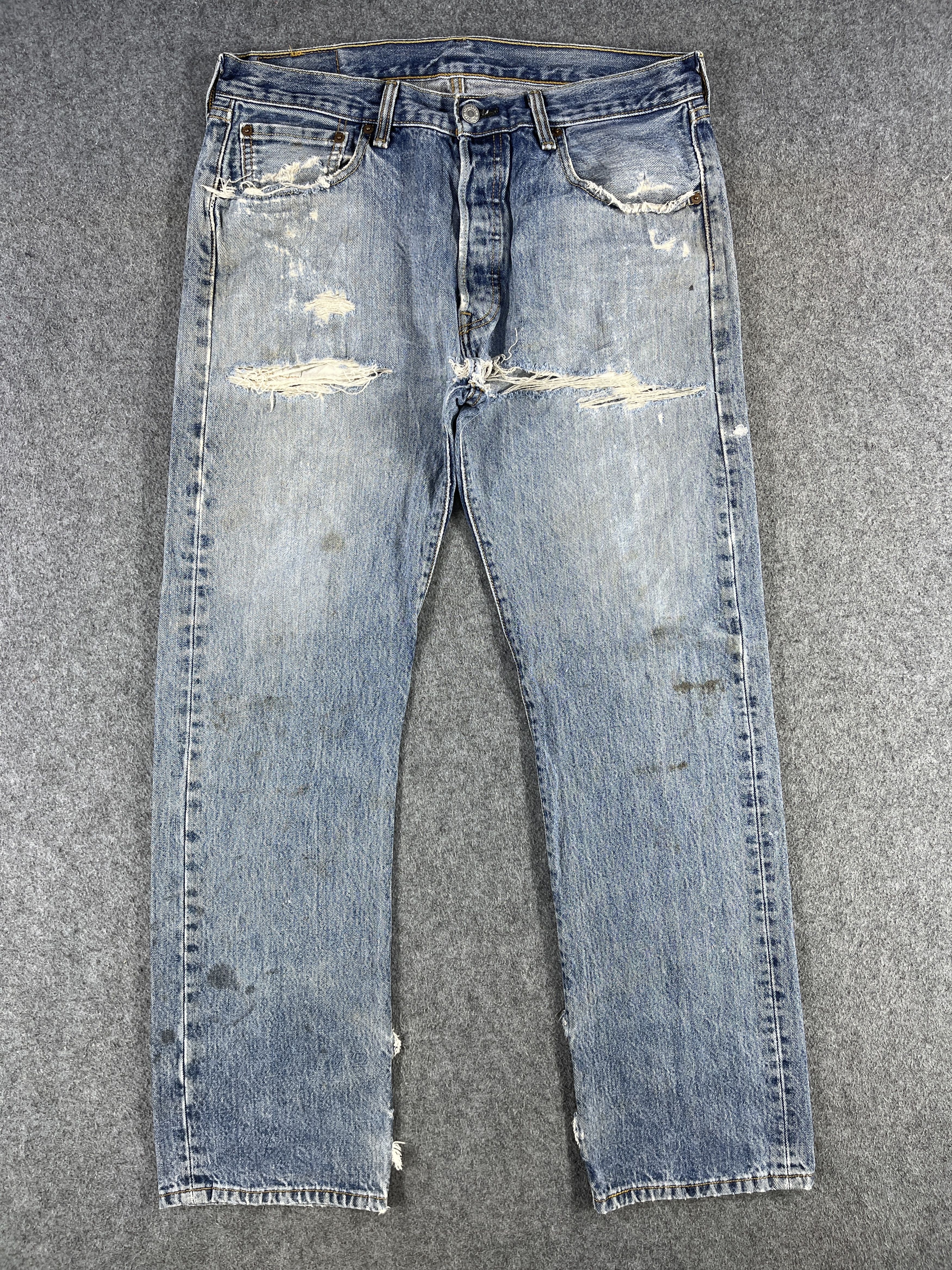 Levi's Vintage Levis 501 Ripped Jeans - J213 Size US 34 / EU 50 - 1 Thumbnail