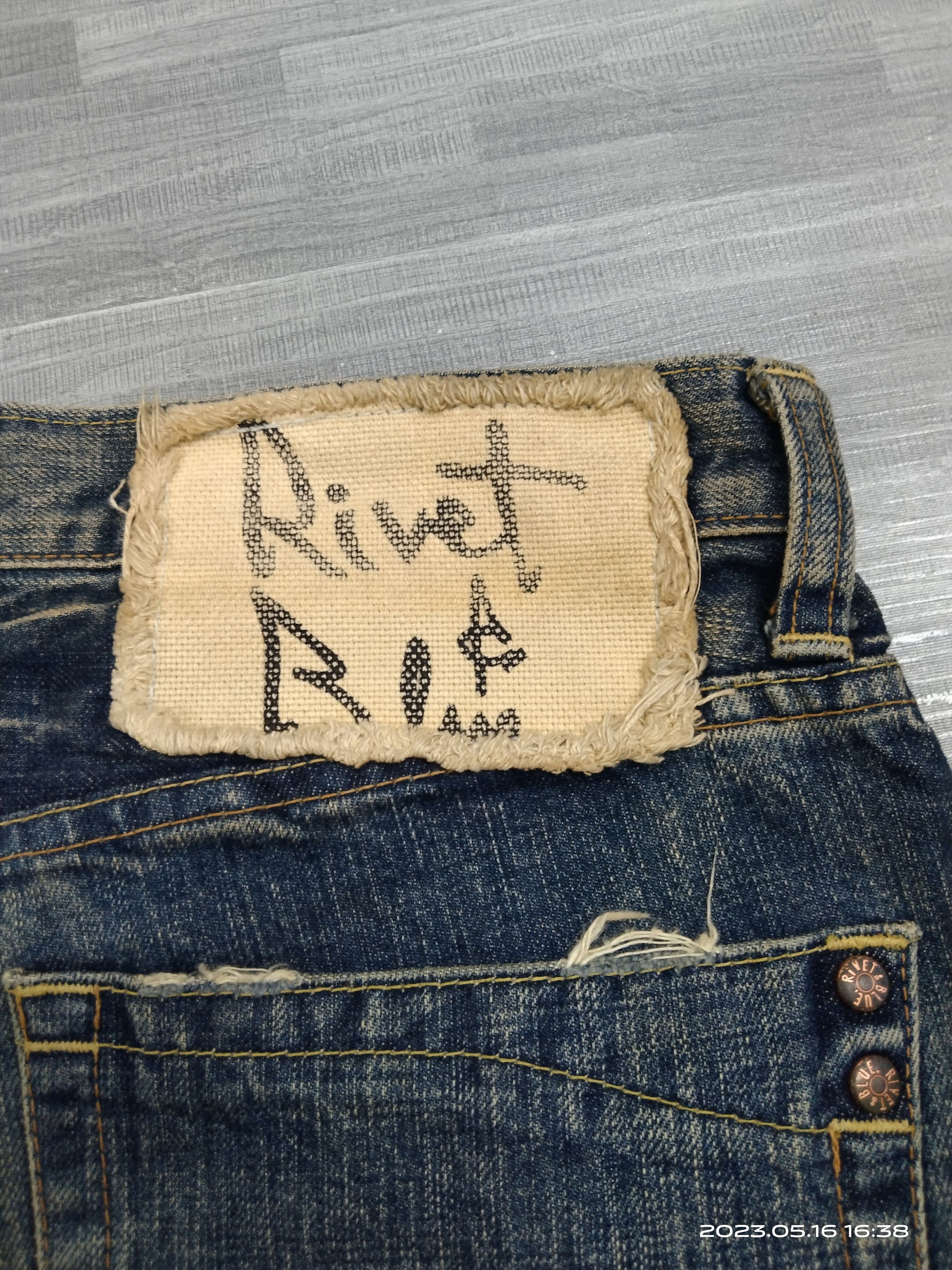 Japanese Brand FLARE SICK RIVET&BLUE DENIM PANTS Size US 30 / EU 46 - 11 Thumbnail