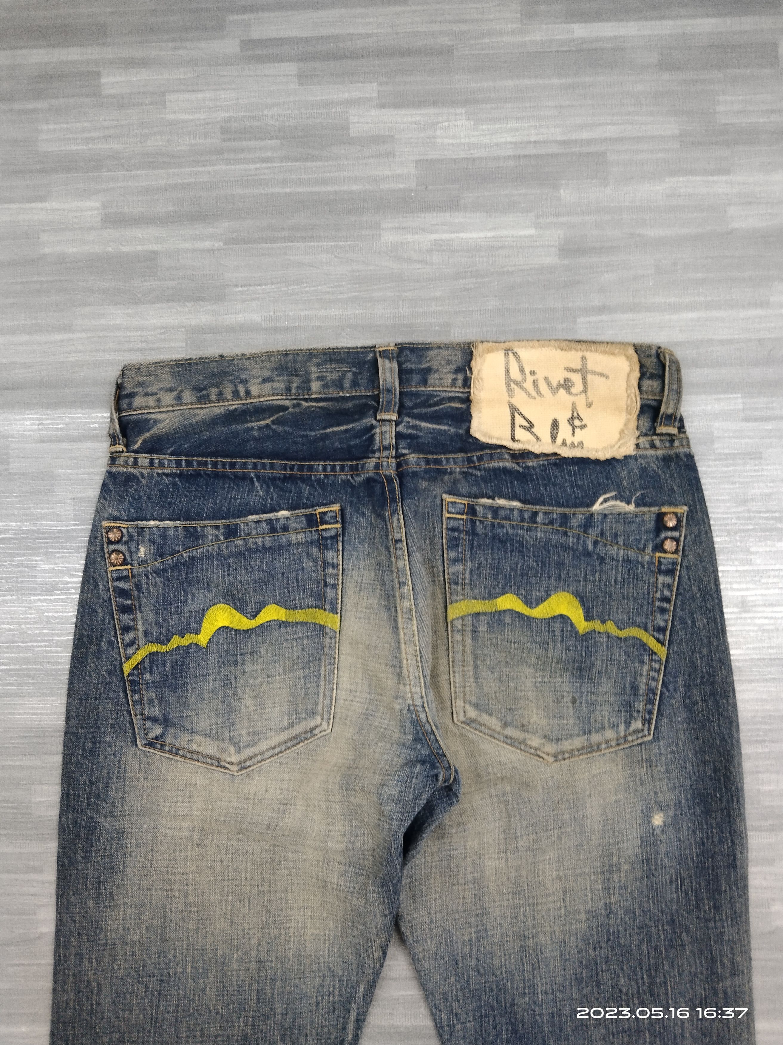 Japanese Brand FLARE SICK RIVET&BLUE DENIM PANTS Size US 30 / EU 46 - 5 Thumbnail