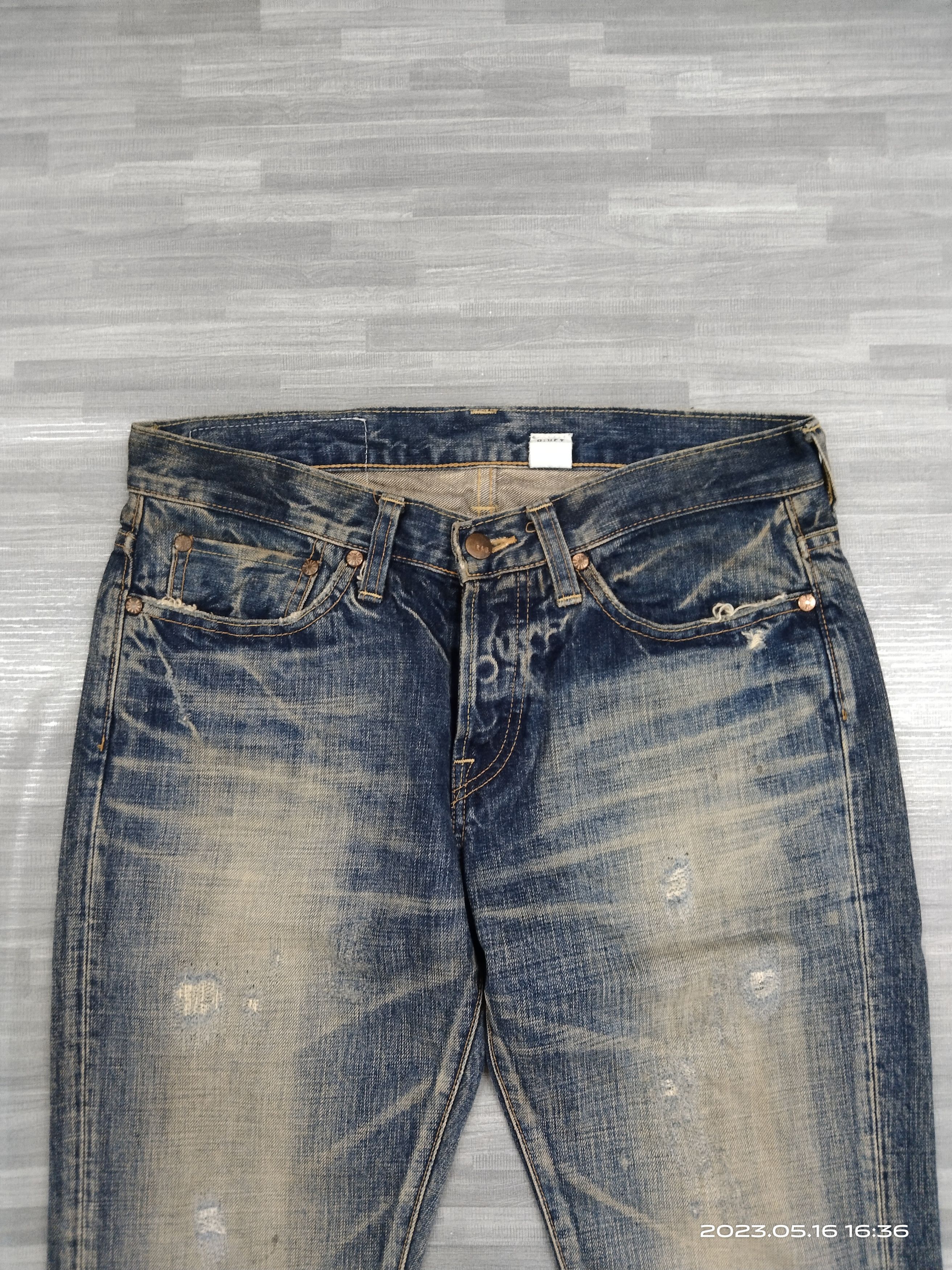 Japanese Brand FLARE SICK RIVET&BLUE DENIM PANTS Size US 30 / EU 46 - 4 Thumbnail