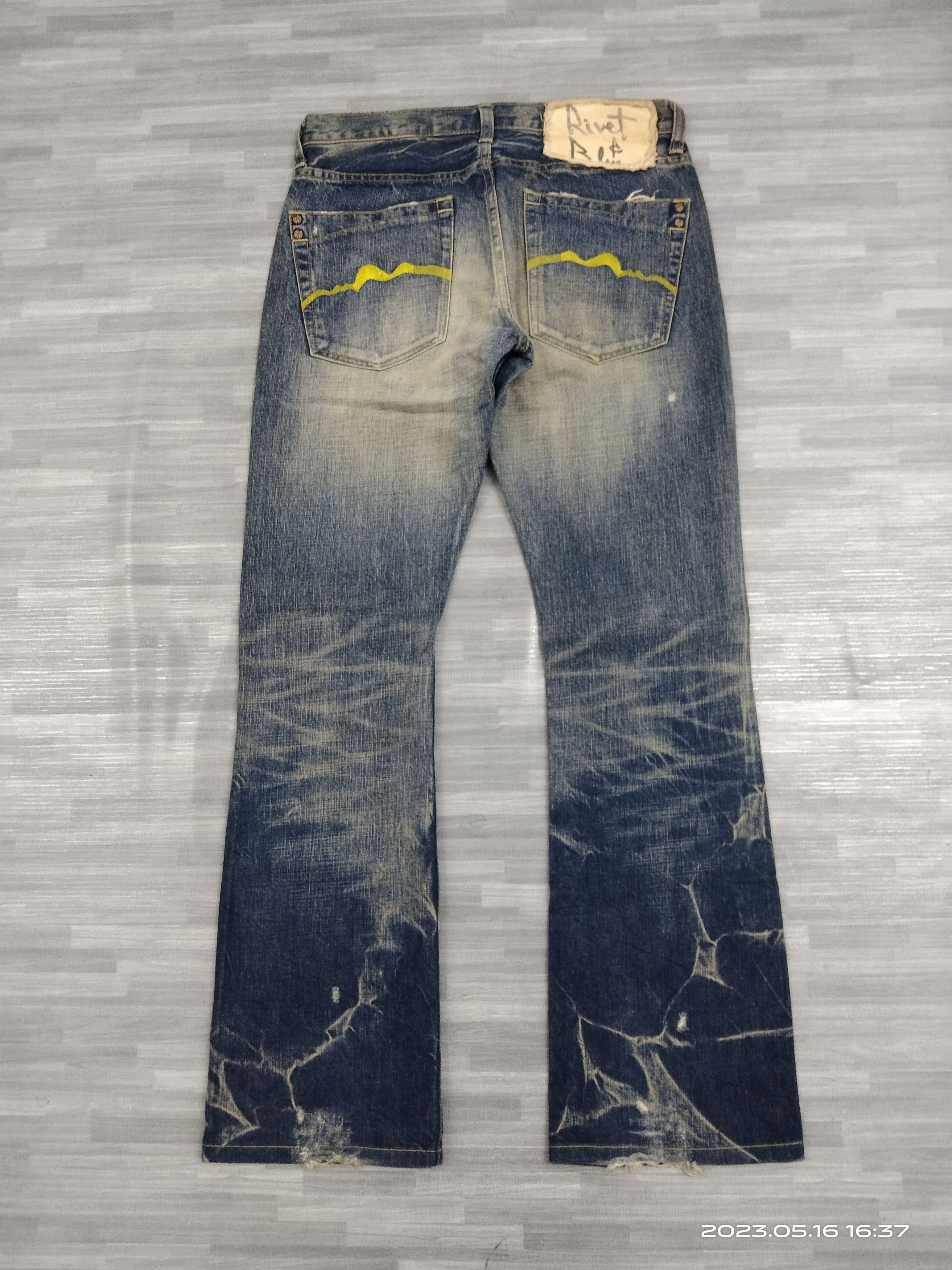 Japanese Brand FLARE SICK RIVET&BLUE DENIM PANTS Size US 30 / EU 46 - 3 Thumbnail