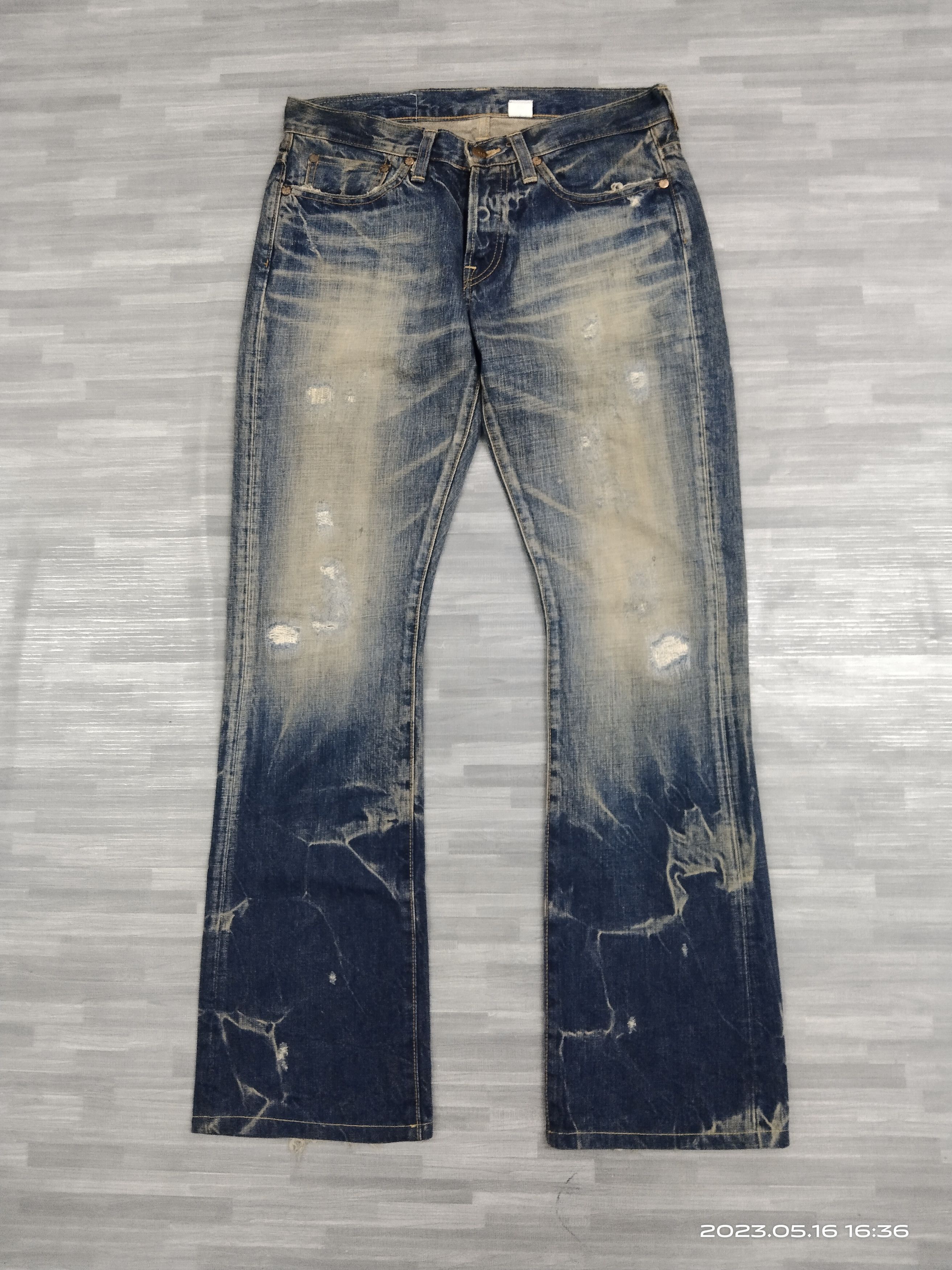 Japanese Brand FLARE SICK RIVET&BLUE DENIM PANTS Size US 30 / EU 46 - 2 Thumbnail