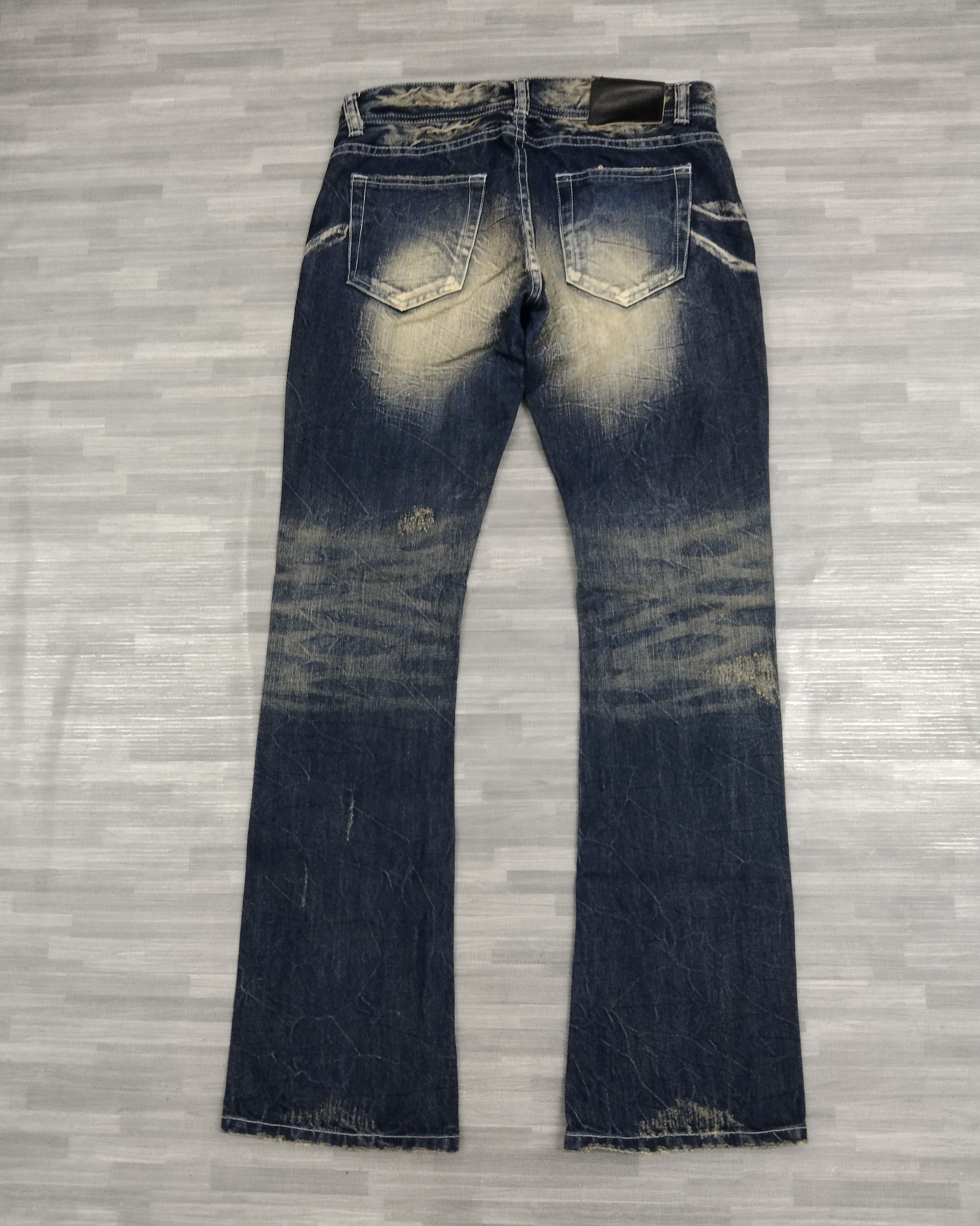Japanese Brand FLARE SICK RIPED RUSTY LA GATE DENIM PANTS Size US 30 / EU 46 - 3 Thumbnail