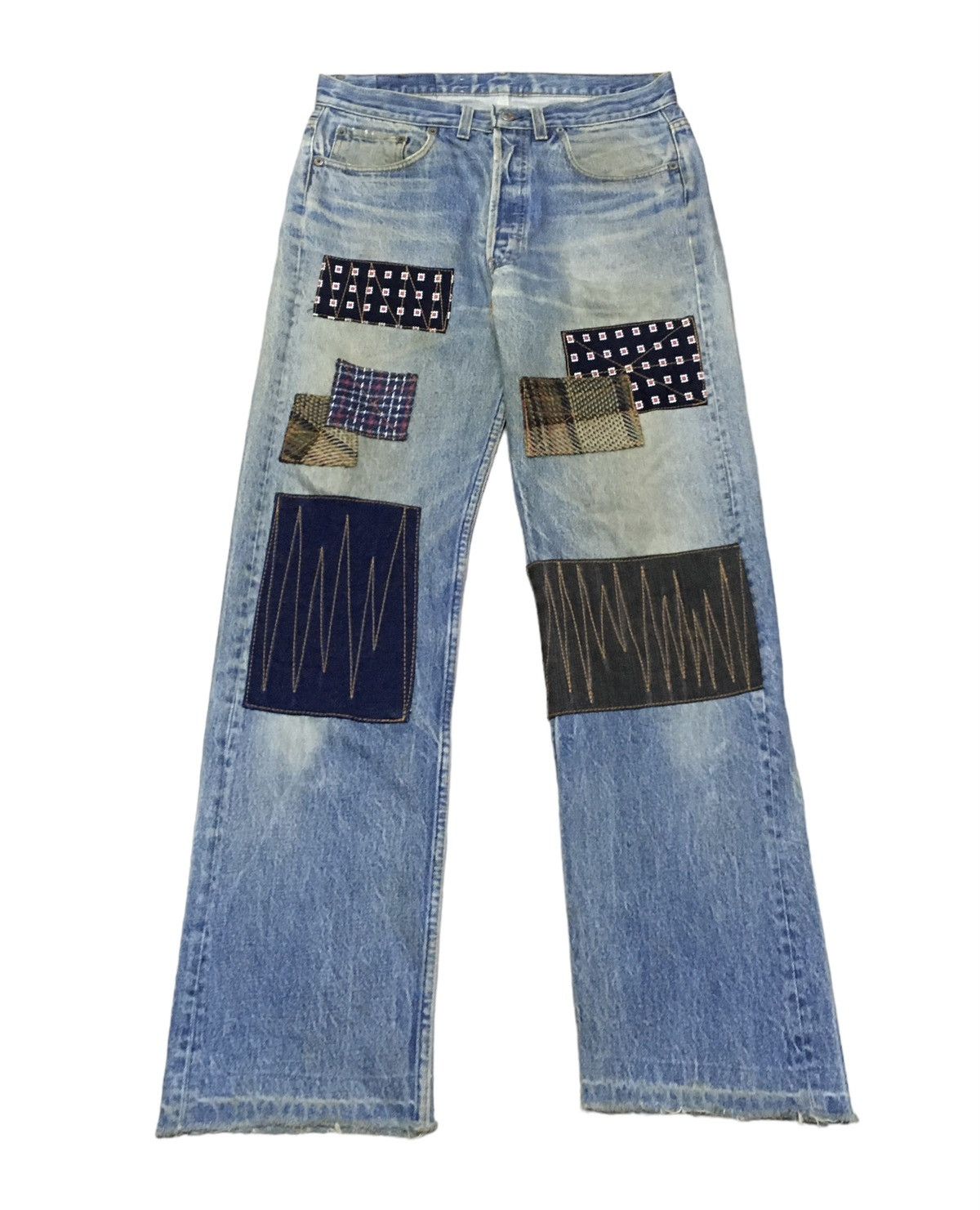 Levi's Rare Design Vintage Brand Levis 501xx Patchwork Jeans 1990s Size US 32 / EU 48 - 1 Thumbnail