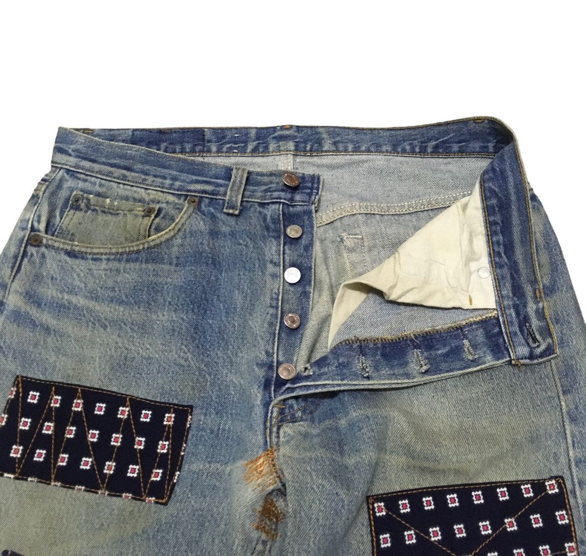 Levi's Rare Design Vintage Brand Levis 501xx Patchwork Jeans 1990s Size US 32 / EU 48 - 6 Thumbnail