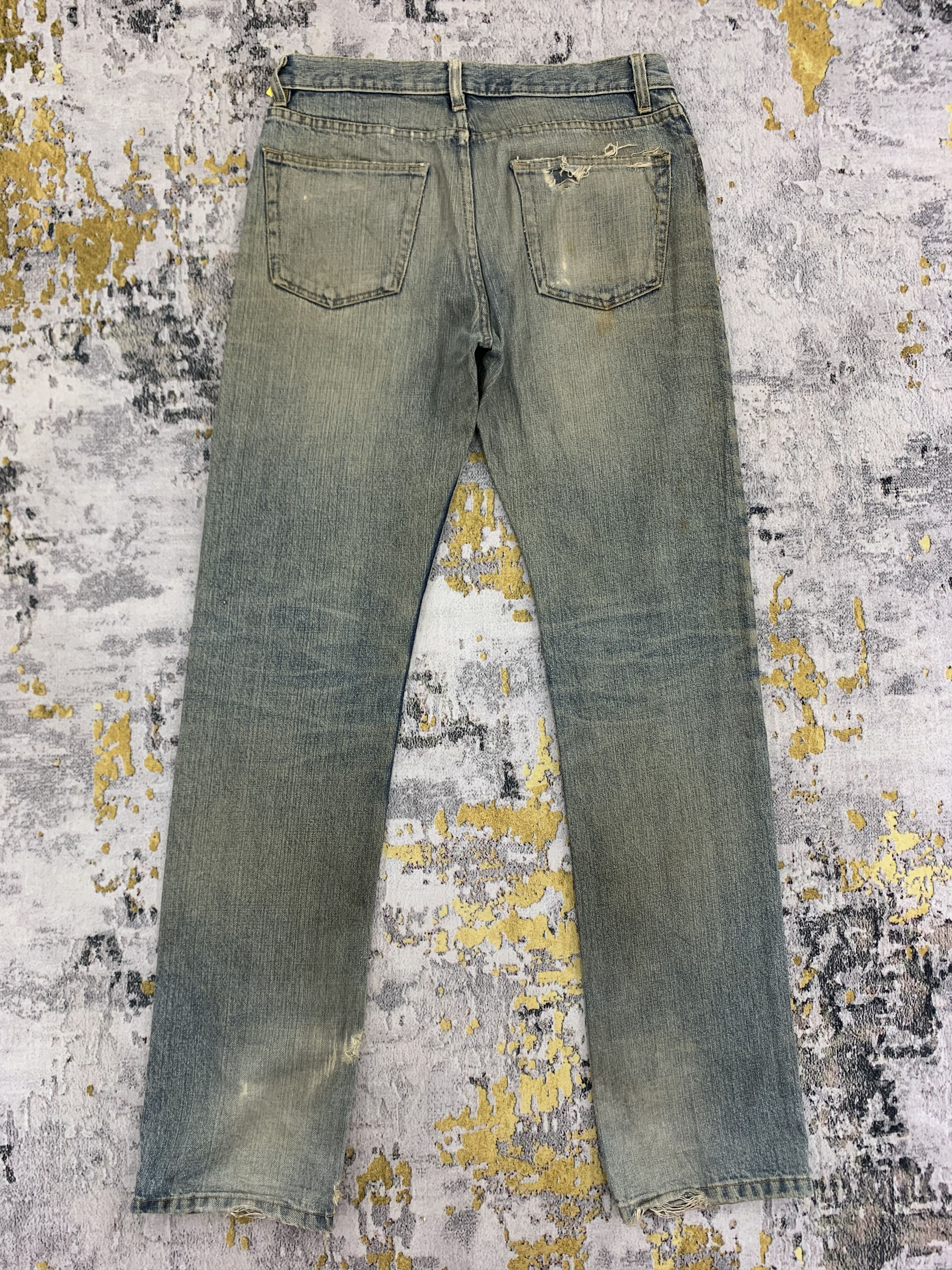 Japanese Brand Vintage Denim 29x33.5 Distressed Faded Dirty Size US 29 - 5 Thumbnail