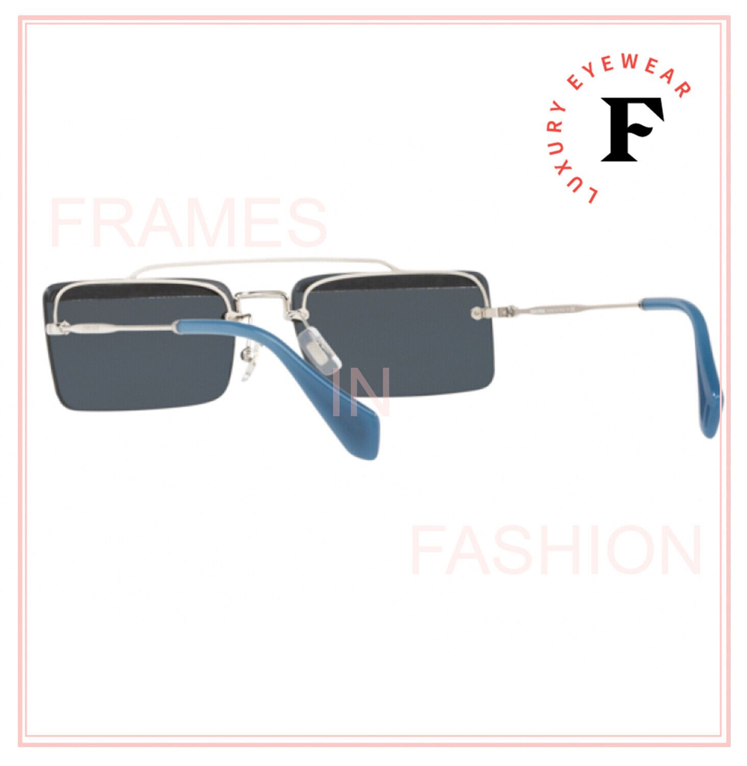 MIU MIU SOCIETE MU59TS Blue Silver Square Sunglasses 59T